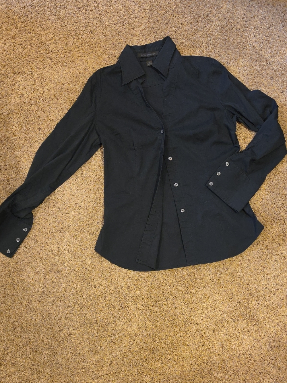Express Black Women's Long-Sleeve Button-Up Shirt
